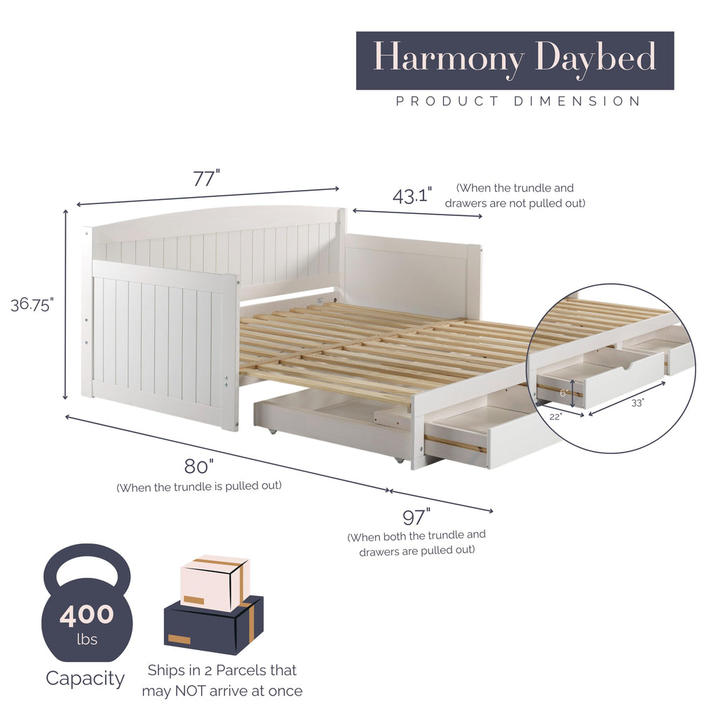 White Extendable Daybed with Trundle M4085