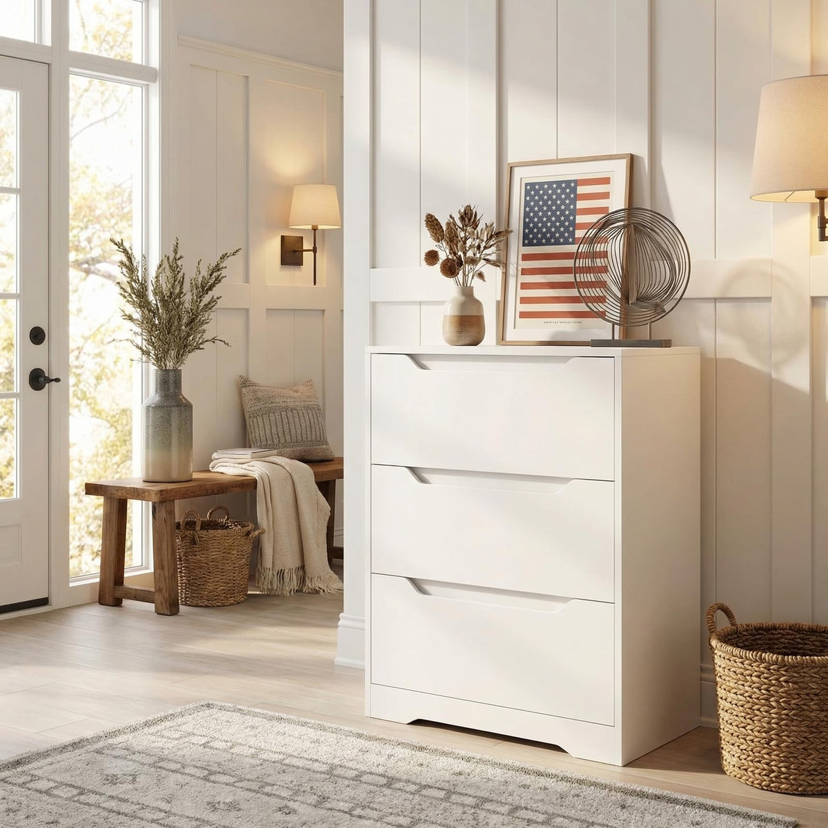 White 3 Drawer Wood Dresser X142179
