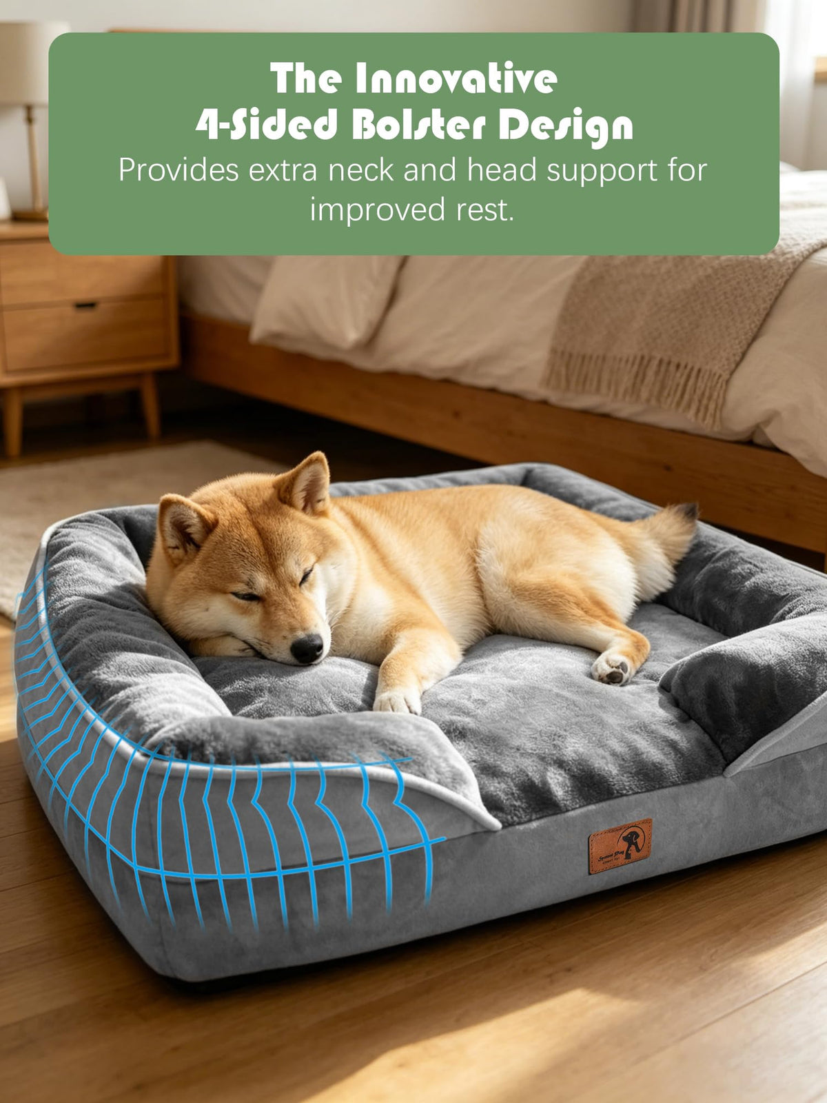 Orthopedic Dog Bed with Sides Grey D3188