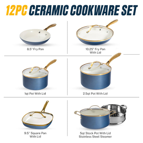12 Pc Titanium Ceramic Nonstick Cookware Set B563644