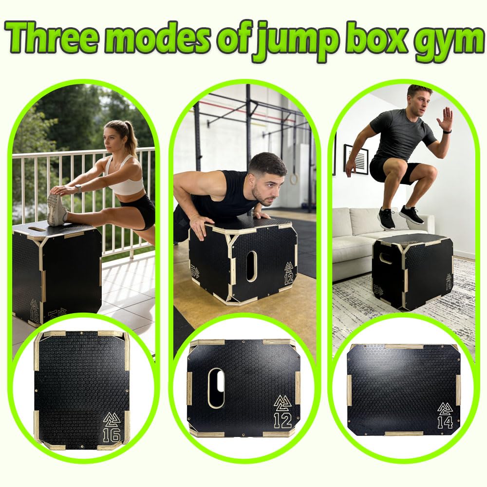 3 in 1 Non-Slip Wooden Plyometric Jump Box Q218