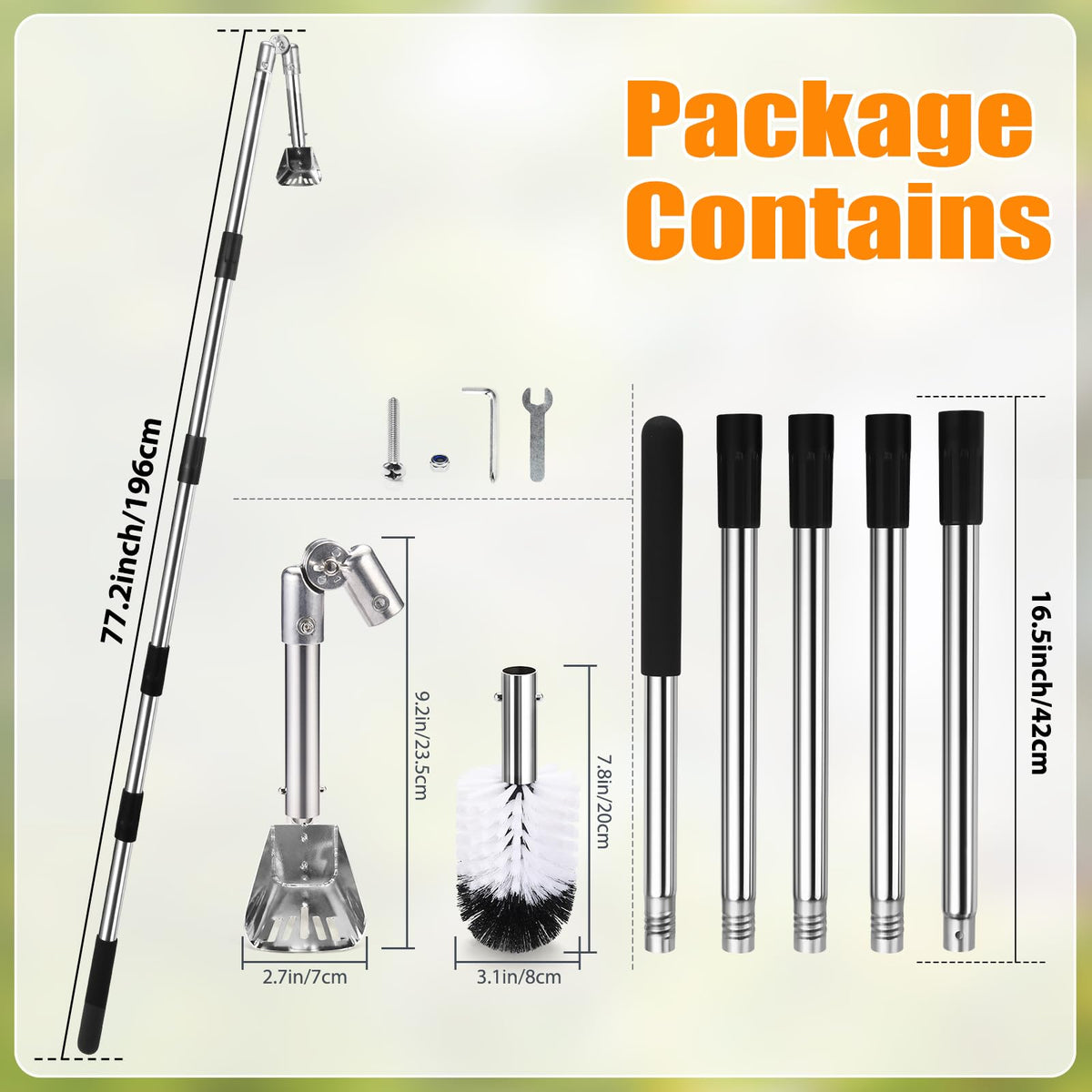 6.4FT Gutter Cleaning Tools with Extension Pole & Brush U262483