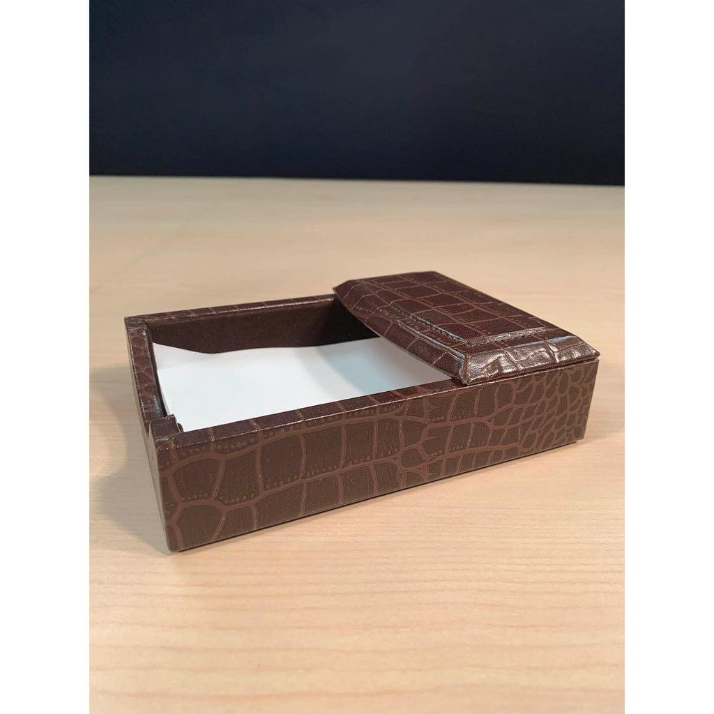 Brown Crocodile Embossed Leather Desk Set O446511