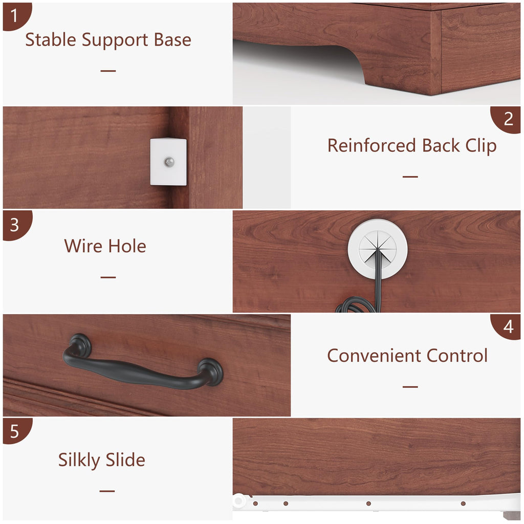 Cherry Brown 3 Drawer Nightstand with Charging Station X409516