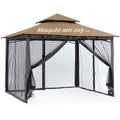 10x12 Gazebo Replacement Mosquito Netting 4-Panel Sidewall Screen with Zipper Black O8522