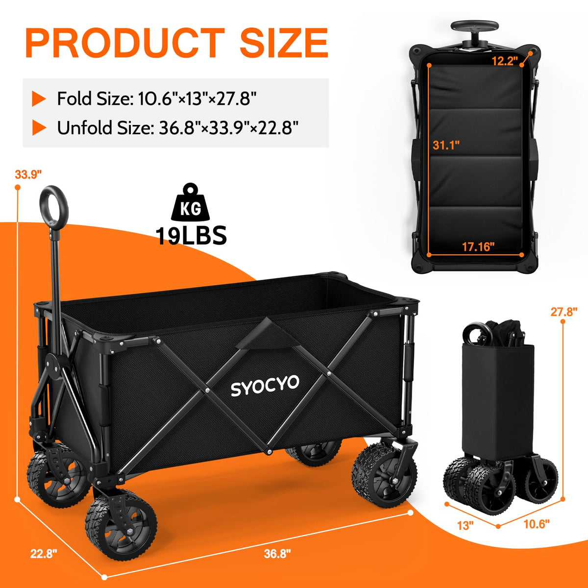 Foldable Wagon Cart with All-Terrain Wheels K708197