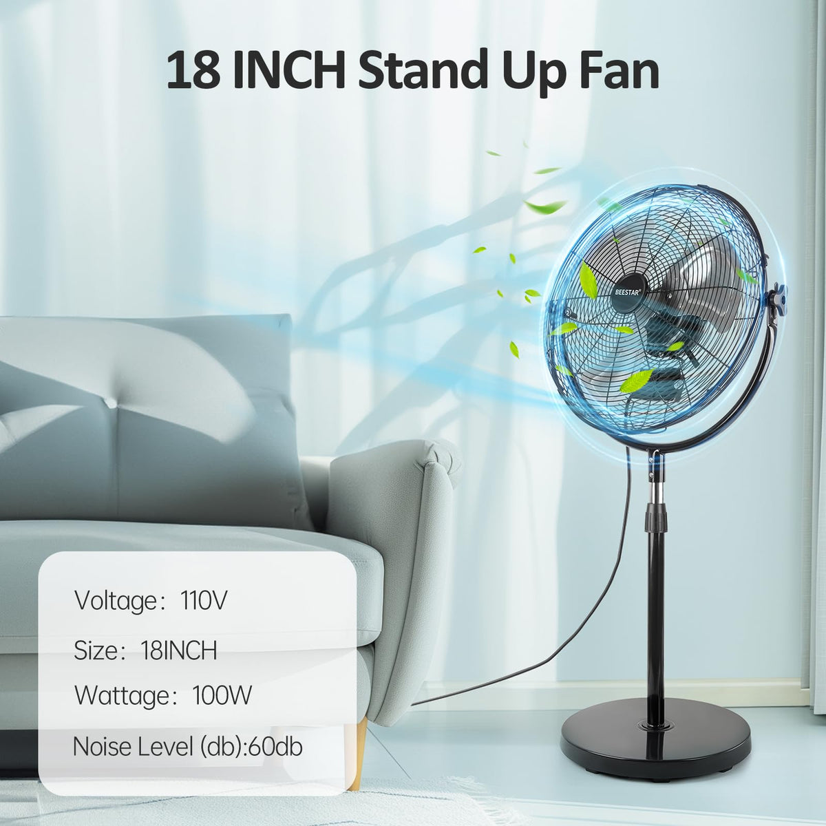 18 Inch High Velocity Metal Pedestal Fan C9572