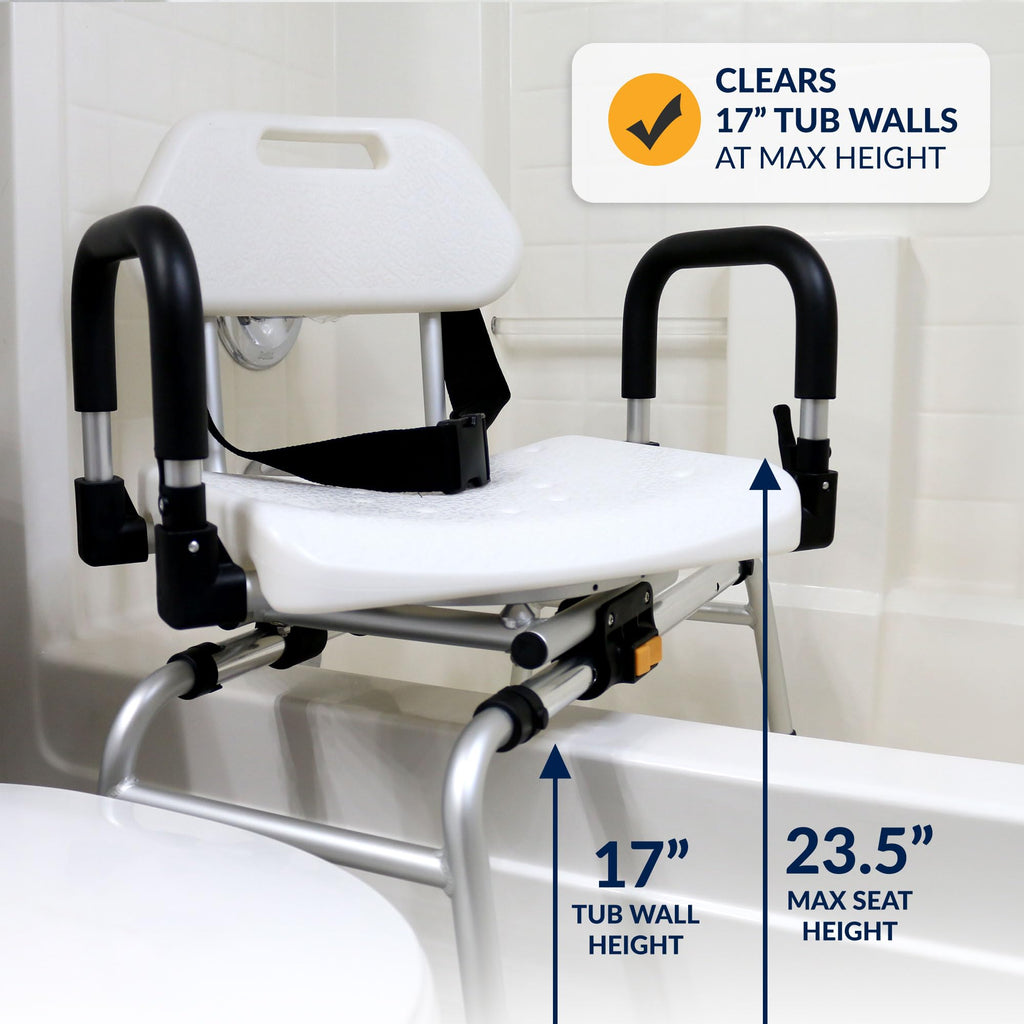 Extra-Wide 360lb Capacity Non-Slip Padded Shower Chair & Transfer Bench B707