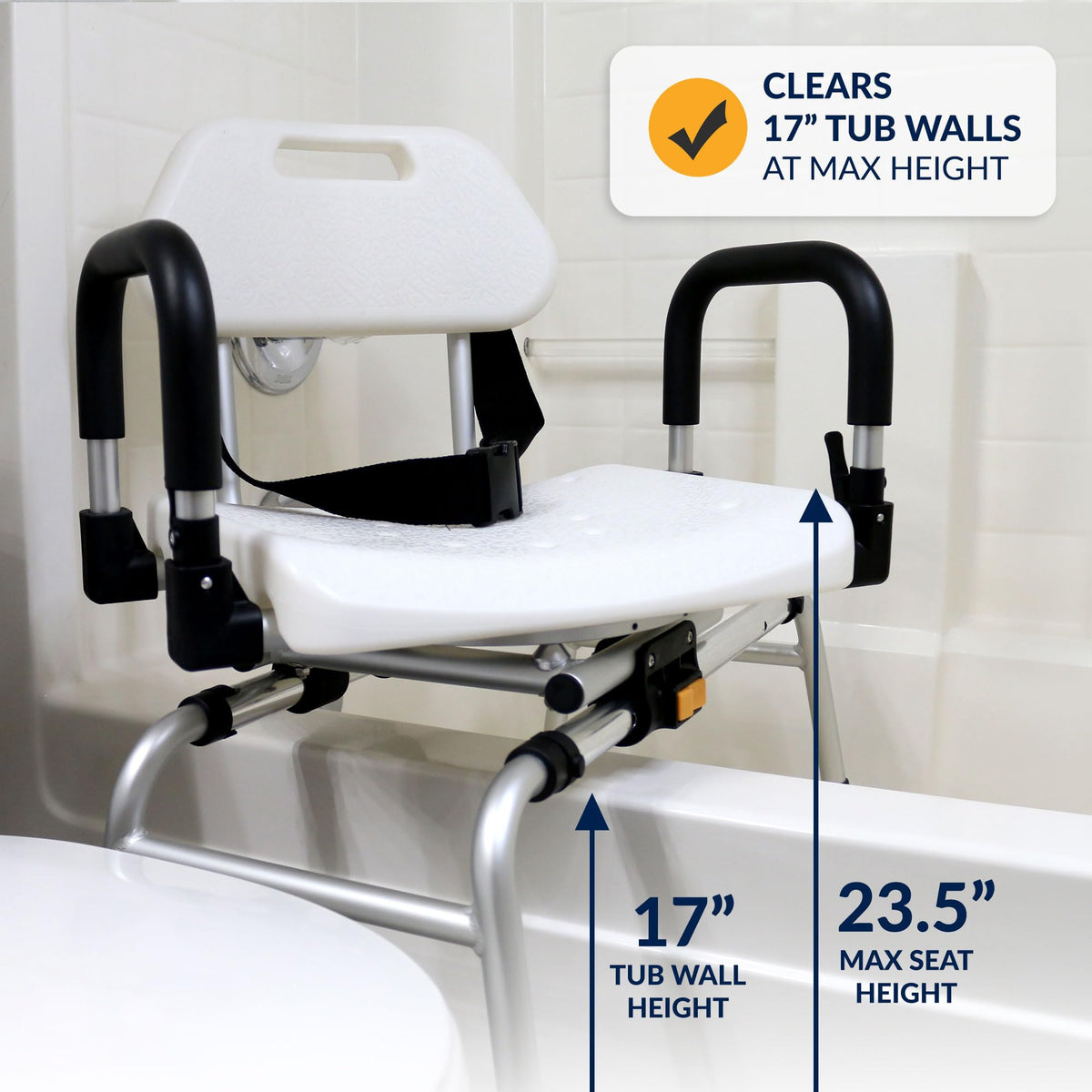 Extra-Wide 360lb Capacity Non-Slip Padded Shower Chair & Transfer Bench B707