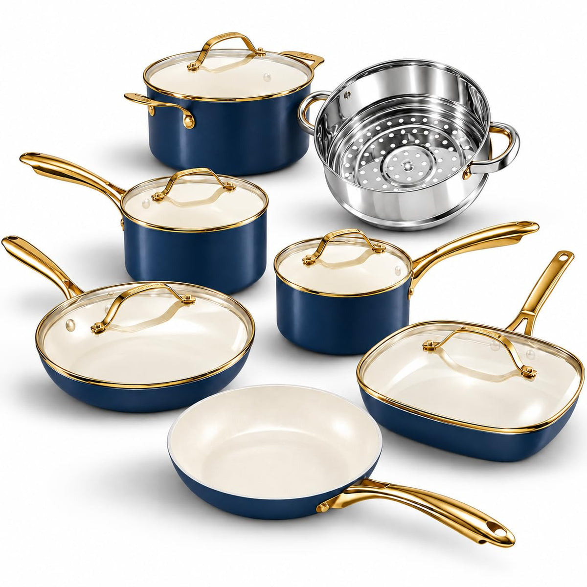 12 Pc Titanium Ceramic Nonstick Cookware Set B563644