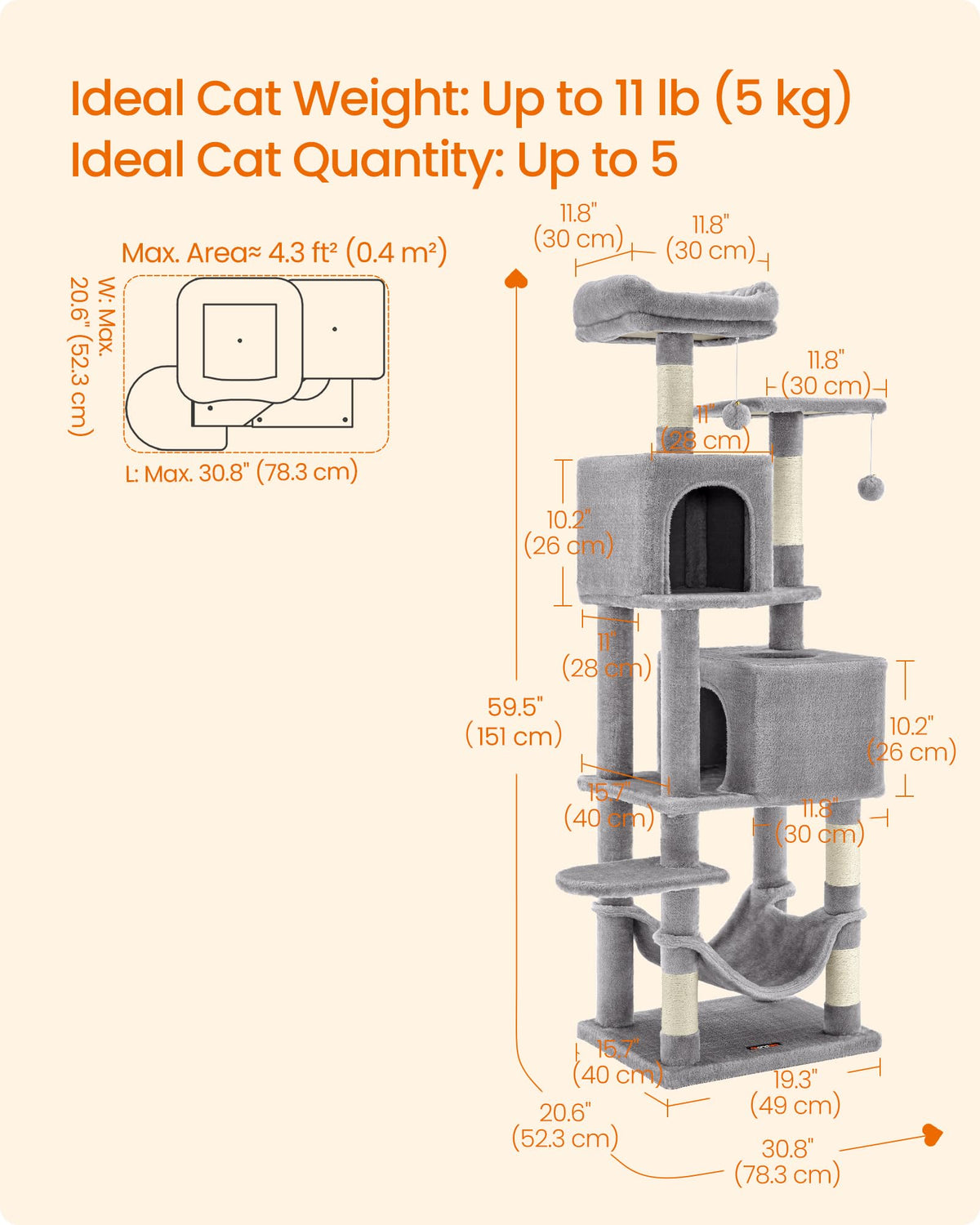 Light Gray Cat Tree M6604