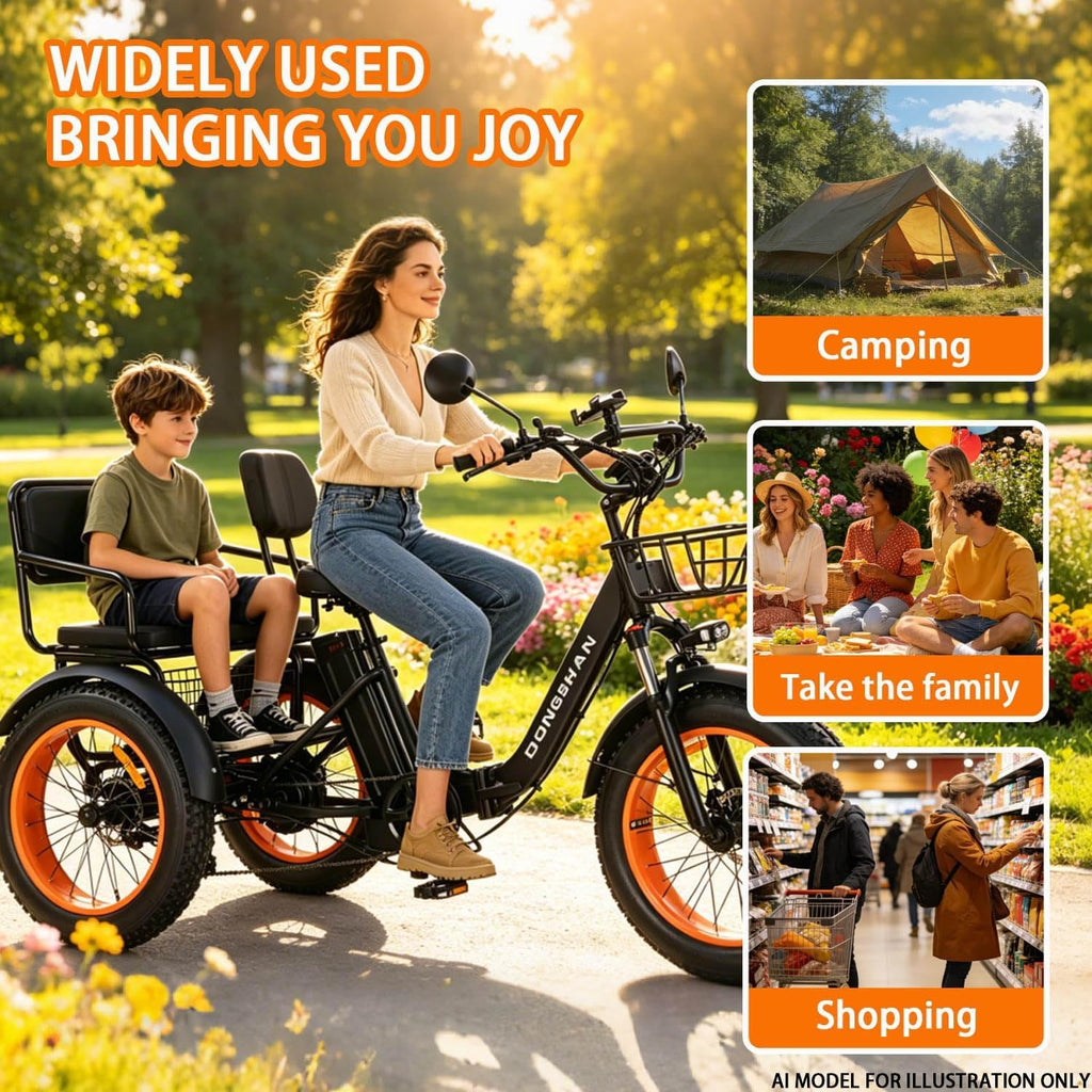 20” Fat Tire Folding 7-Speed Electric Tricycle with Rear Seat H27328