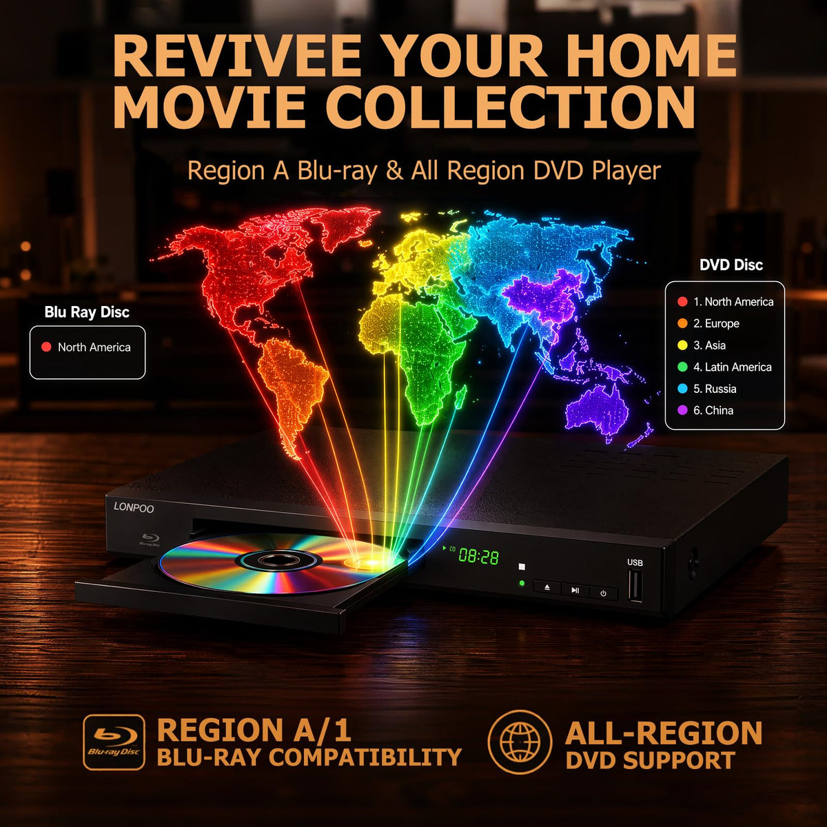 Blu-Ray Disc Player 1080P HDMI A205