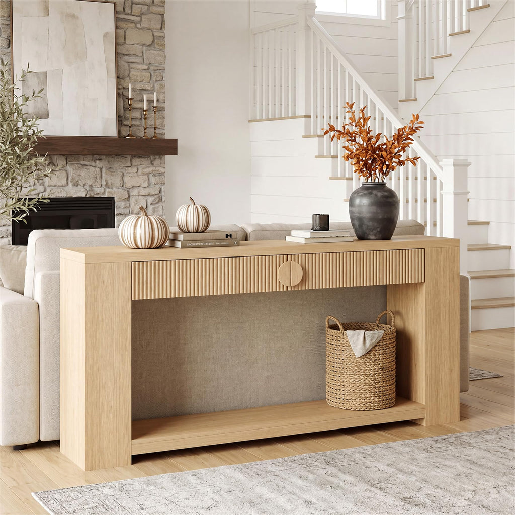 Oak Console Table with Storage Drawers X52144