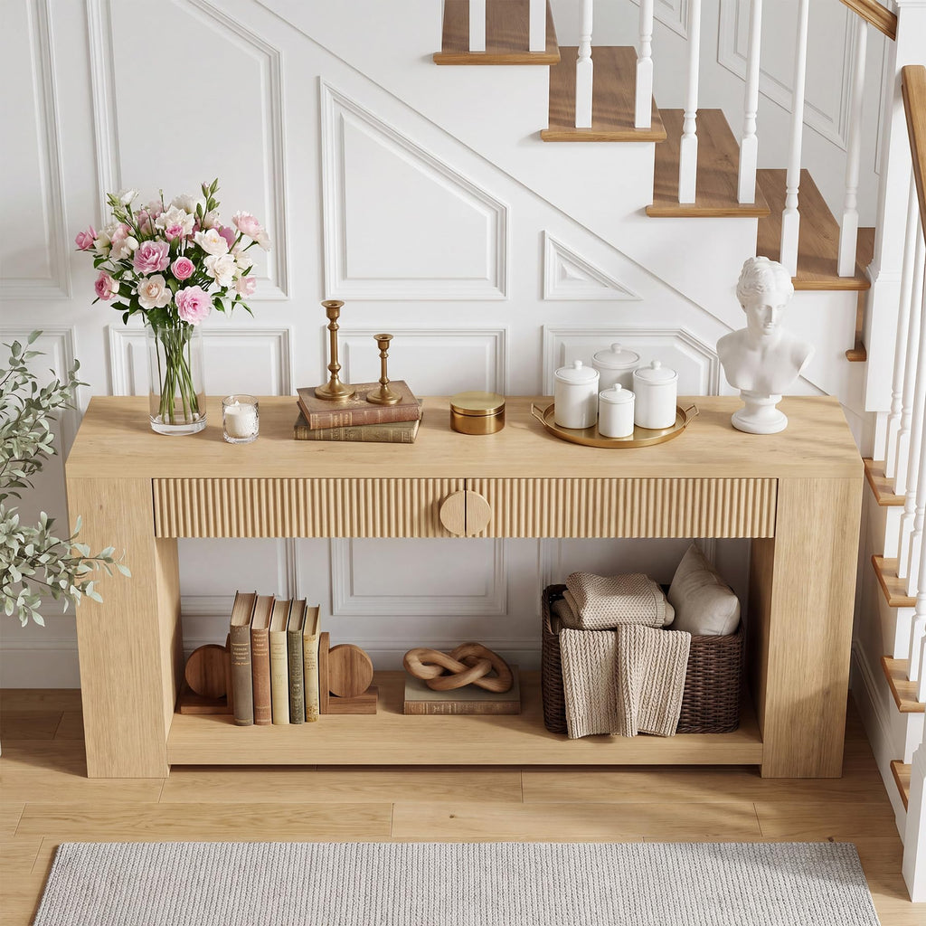 Oak Console Table with Storage Drawers X52144