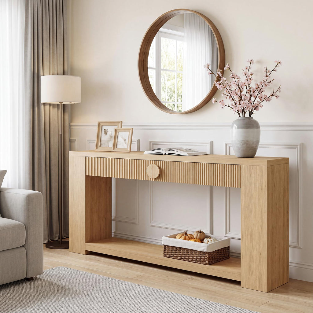 Oak Console Table with Storage Drawers X52144