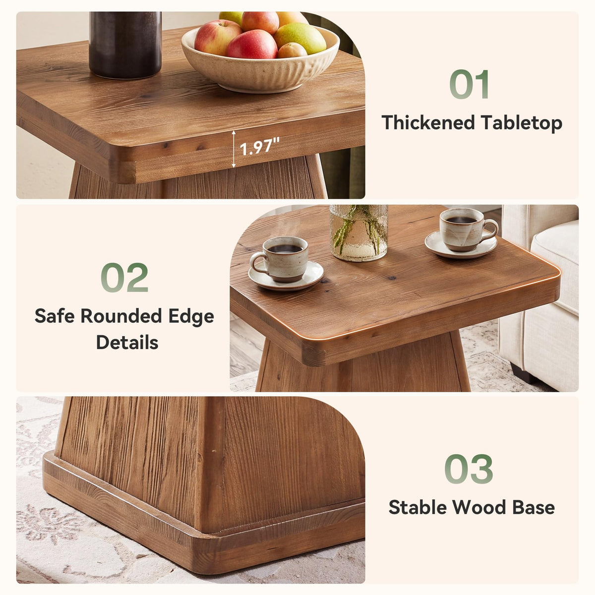 Solid Wood Side Table Set of 2 L6270
