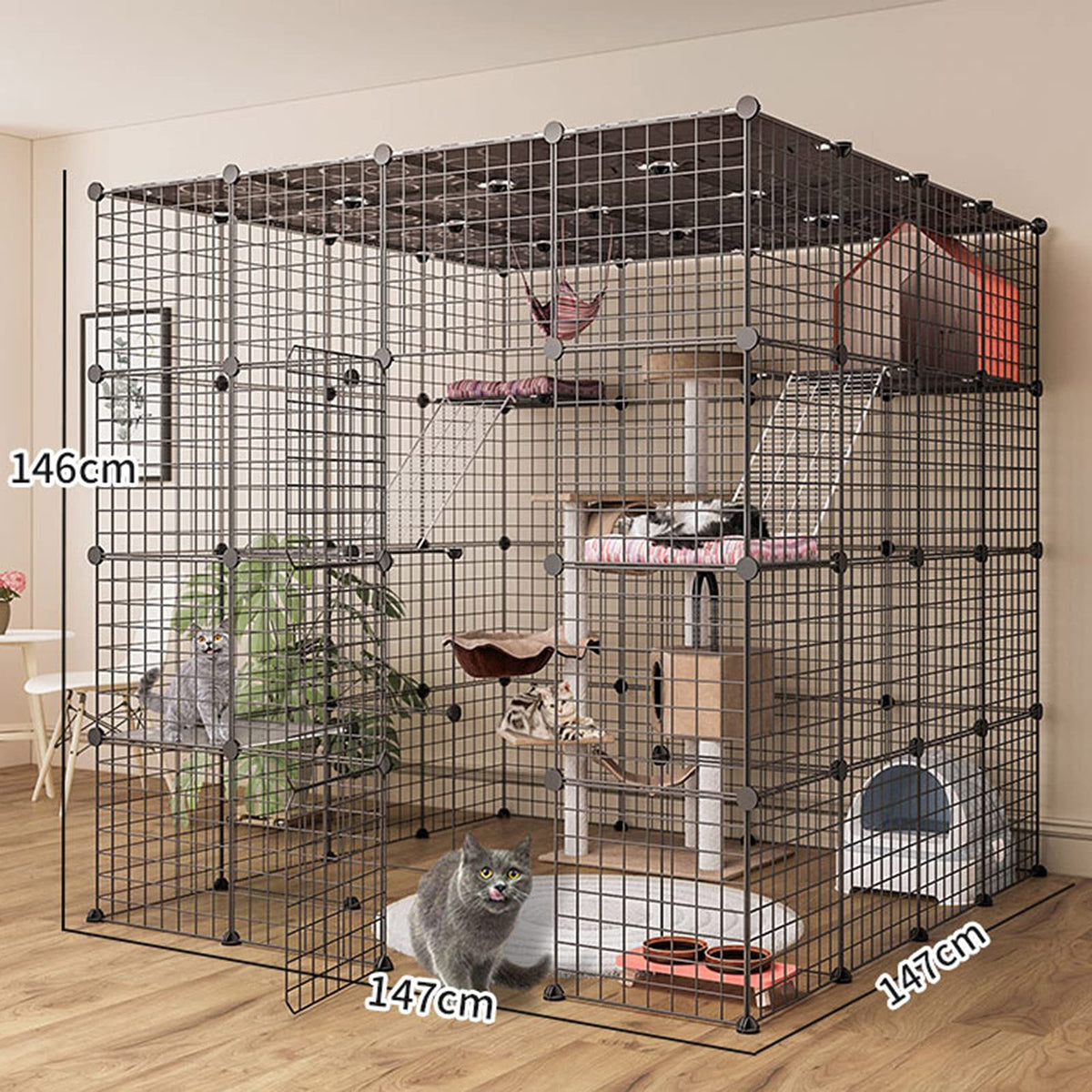 Metal Wire Small Animal Cage 147 * 147 * 146cm A857