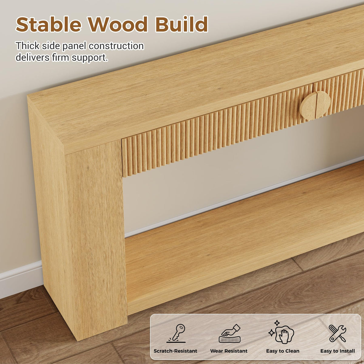 Oak Console Table with Storage Drawers X52144