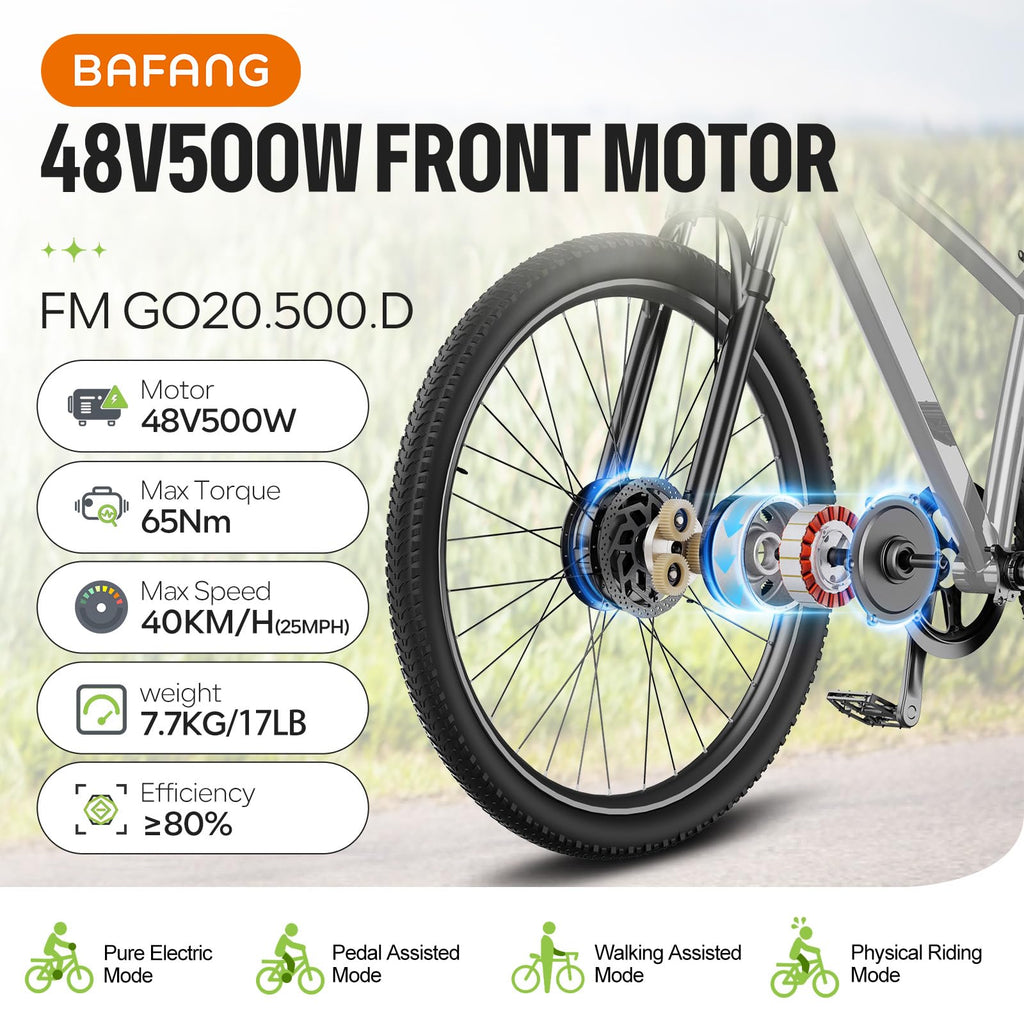 48V 500W Front Hub Motor Ebike Conversion Kit with Display D639