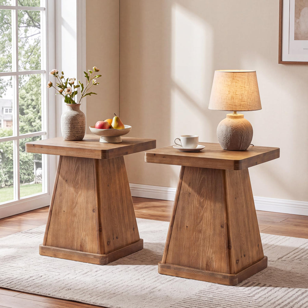 Solid Wood Side Table Set of 2 L6270