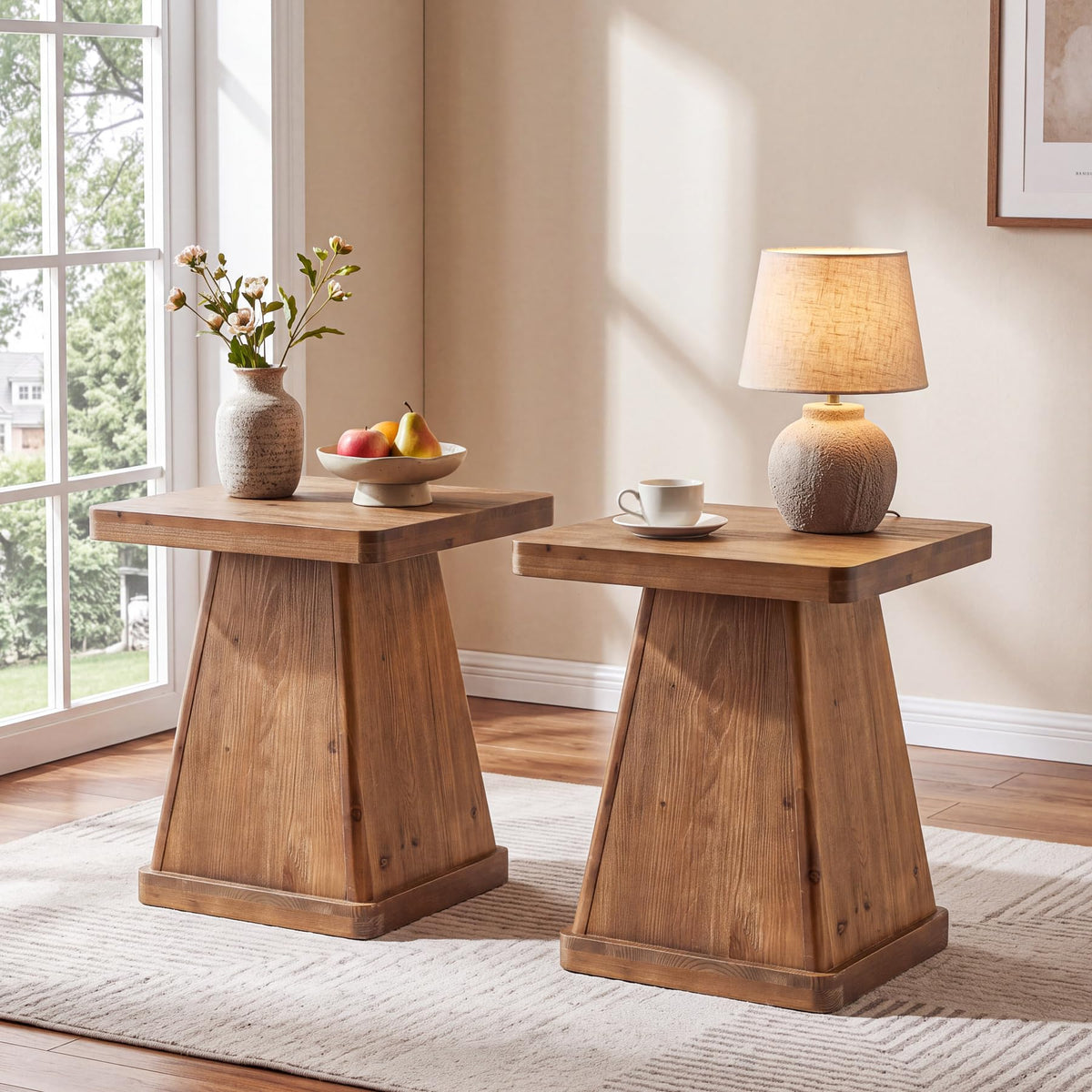 Solid Wood Side Table Set of 2 L6270