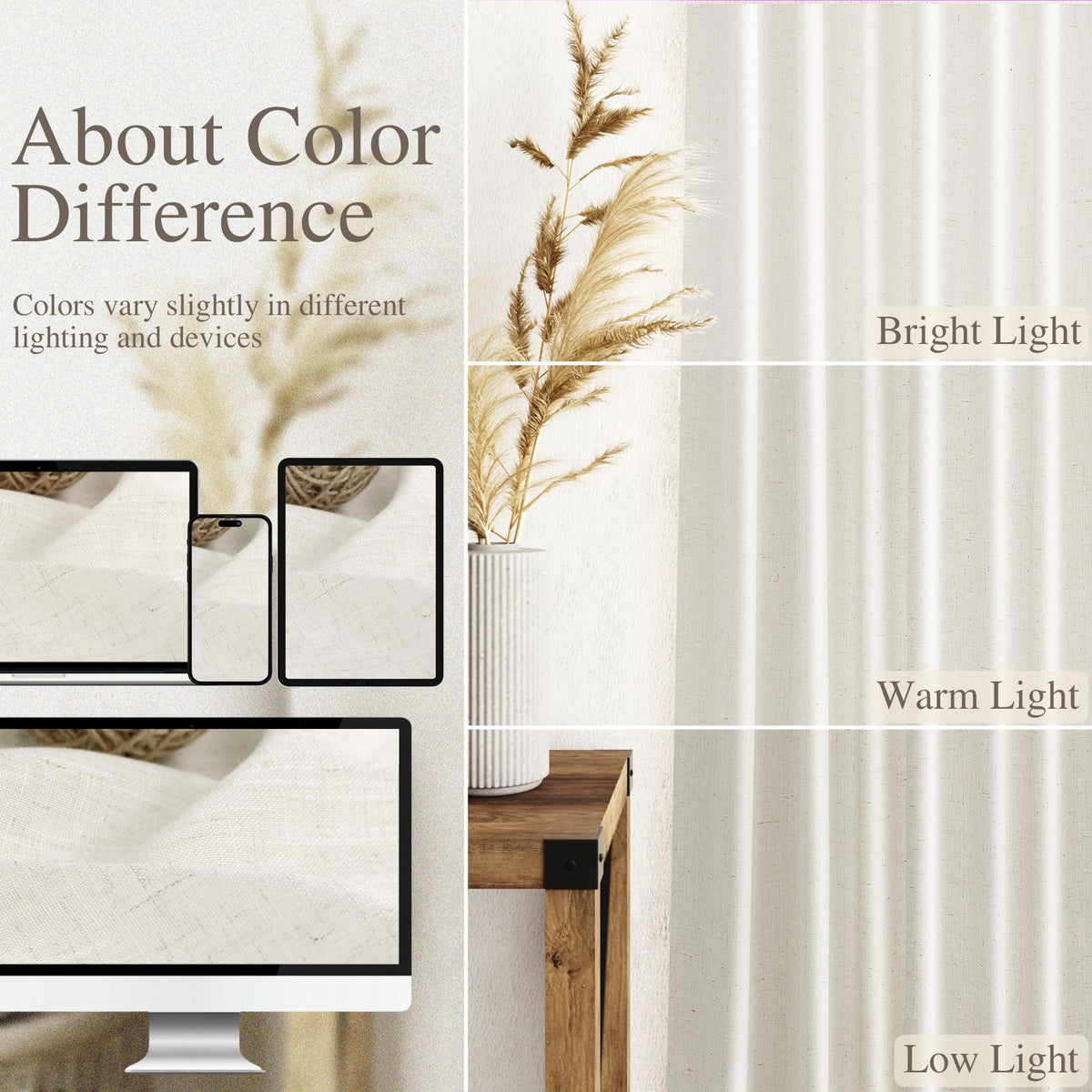 120 inch 2 Panels Light Filtering Semi Sheer Linen Curtains X250