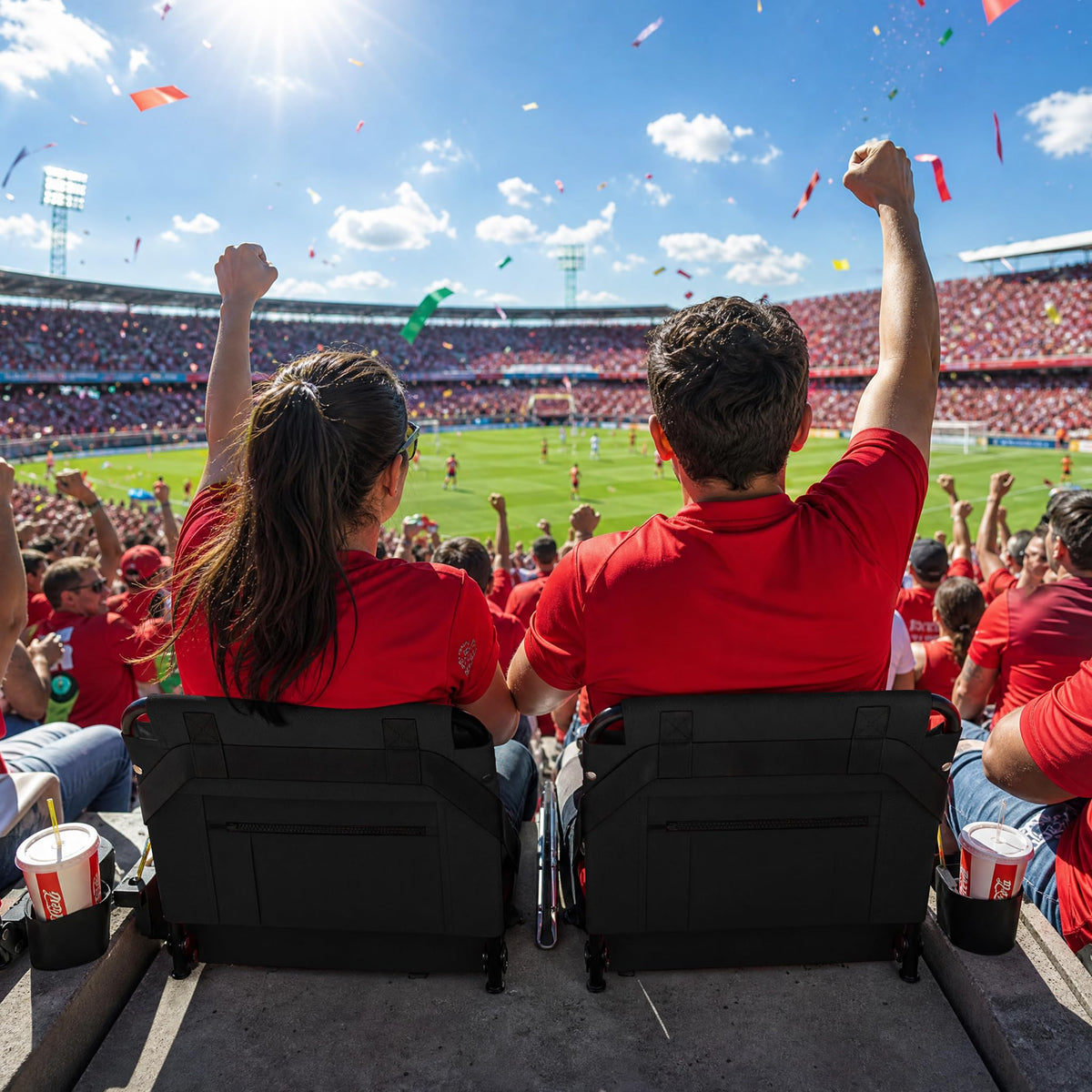2pcs Stadium Seat for Bleachers with Back Support and Cushion S7266