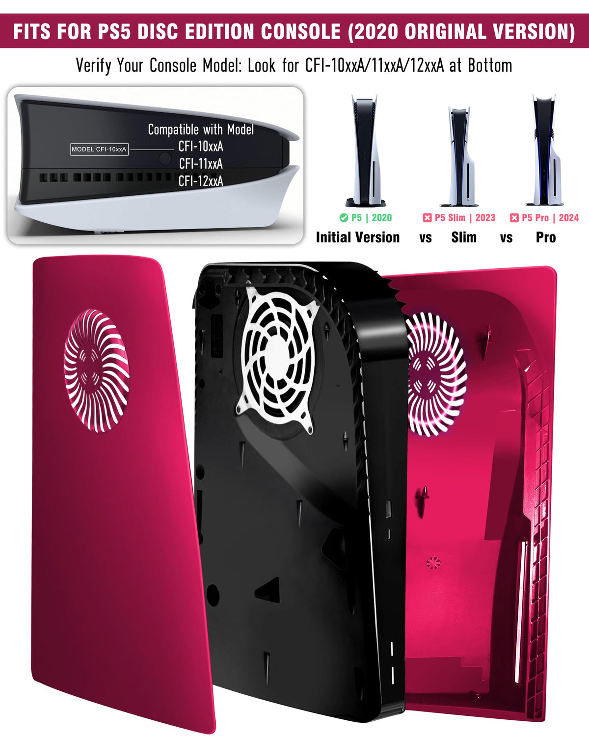 Cosmic Red Vented Faceplate for PS5 Disc Edition E514