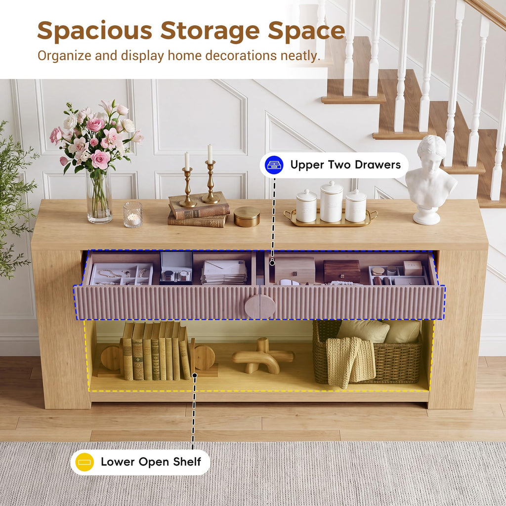 Oak Console Table with Storage Drawers X52144