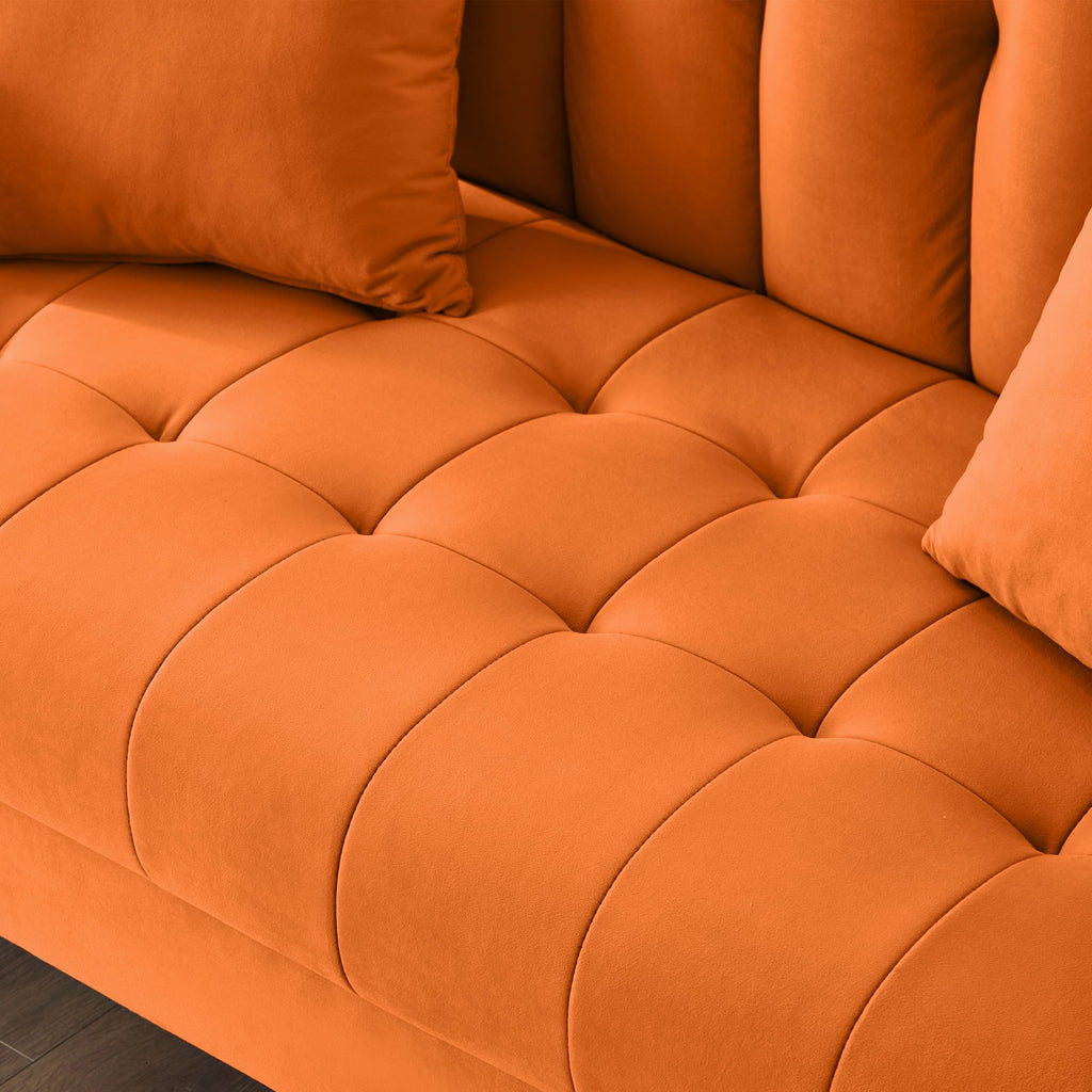 Orange Velvet Tufted Loveseat Sofa W33045