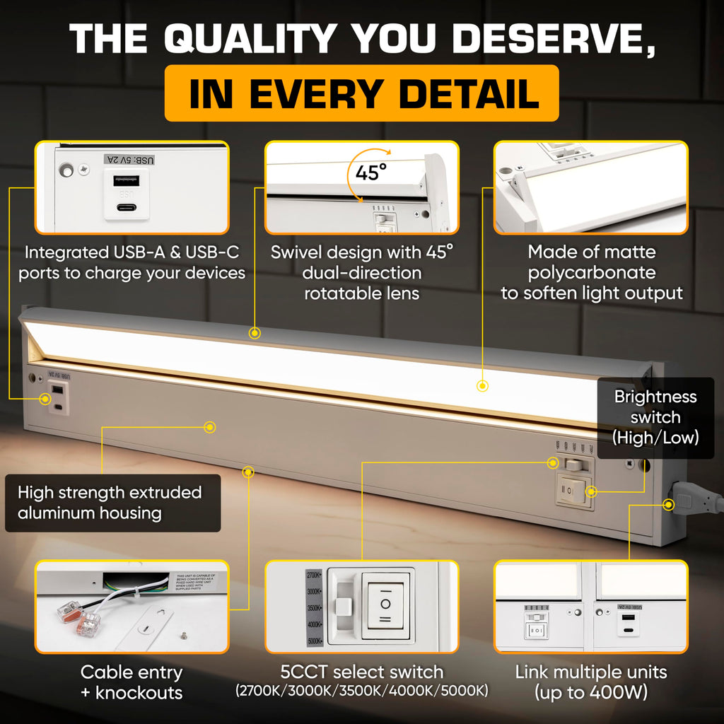 LED Under Cabinet Lighting 24 Inch White E343