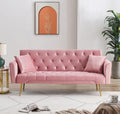 Pink Velvet Convertible Sleeper Sofa Bed I662327