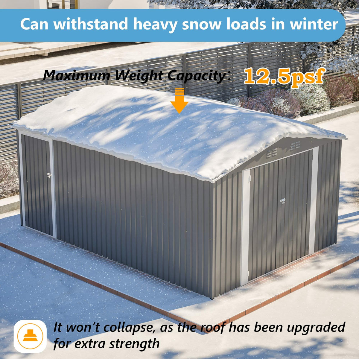 10x14 FT Light Gray Metal Storage Shed H75419