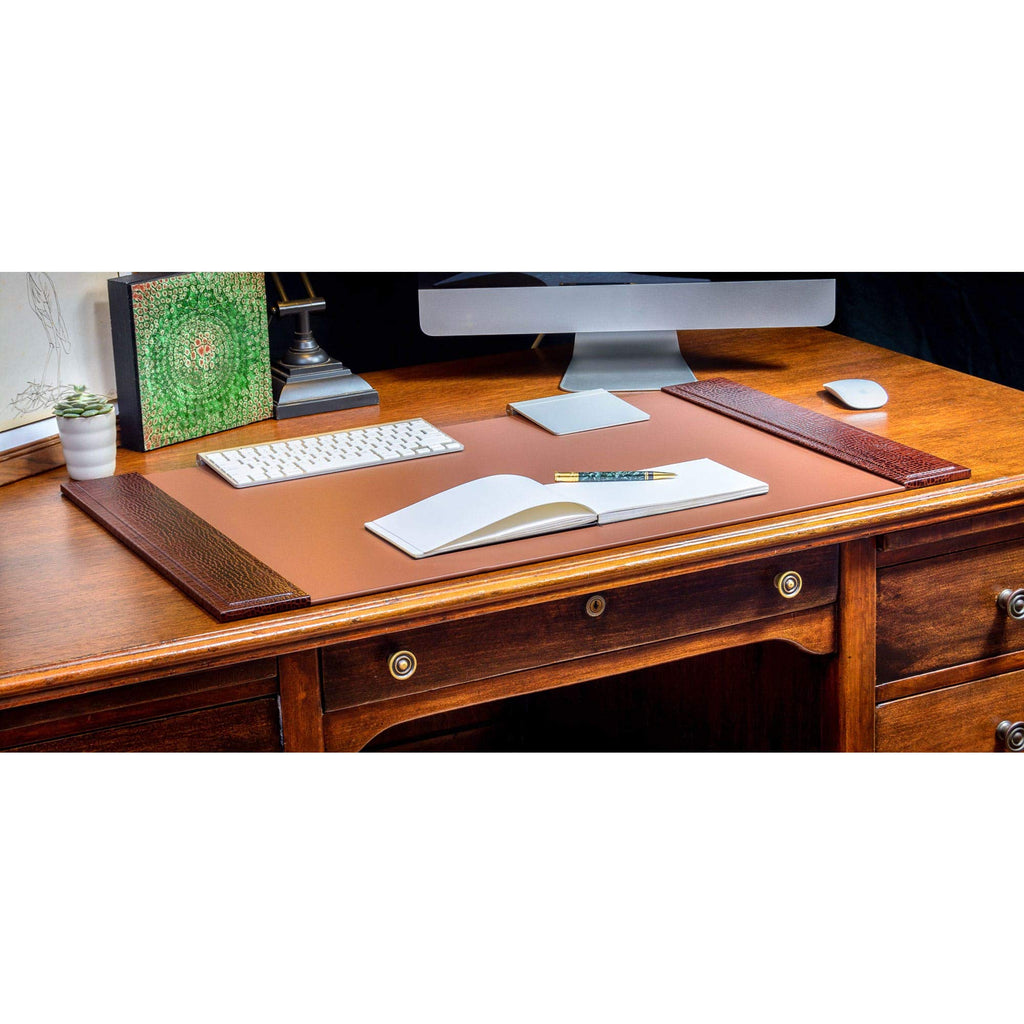 Brown Crocodile Embossed Leather Desk Set O446511
