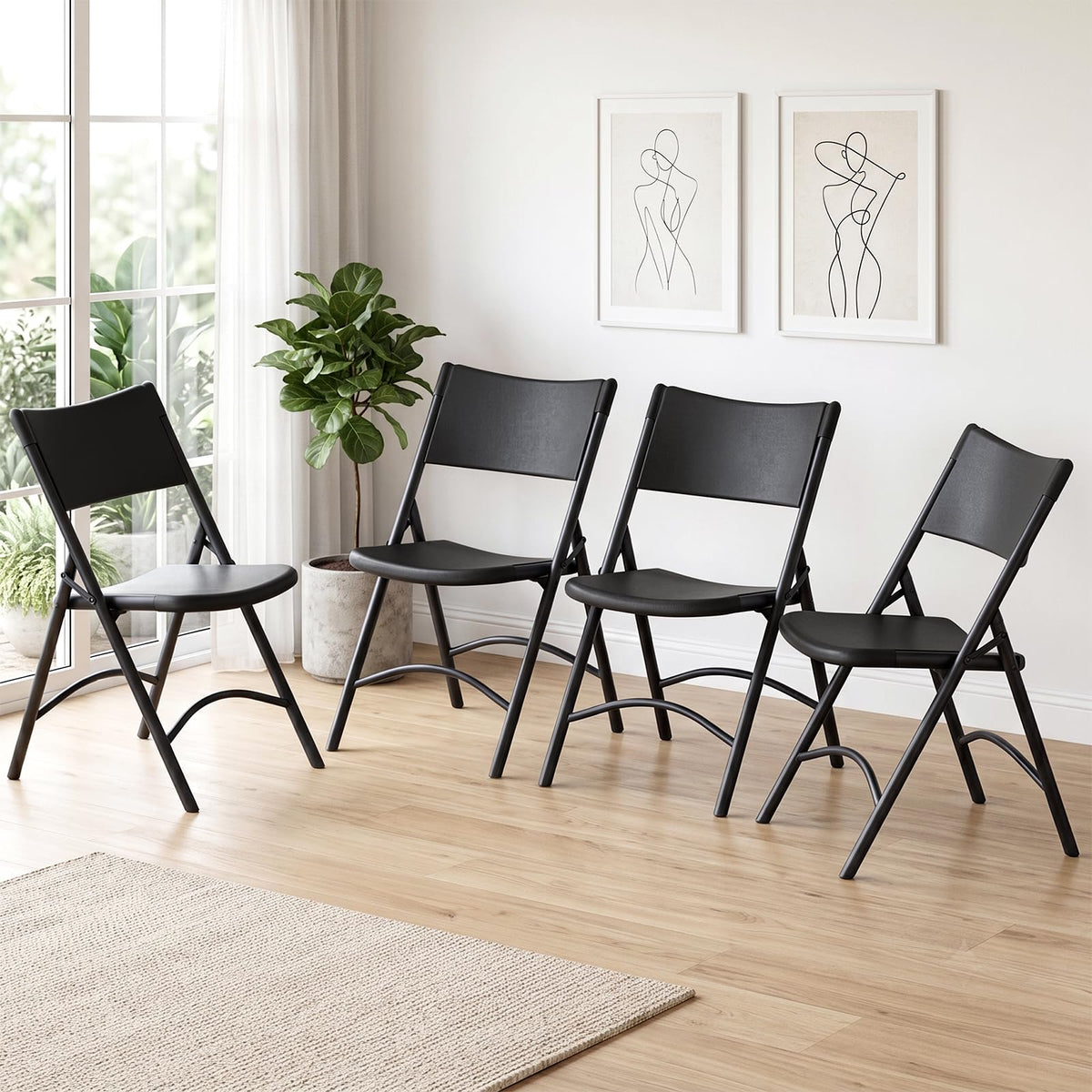 4 Pack Black Heavy Duty Folding Chair Z50189