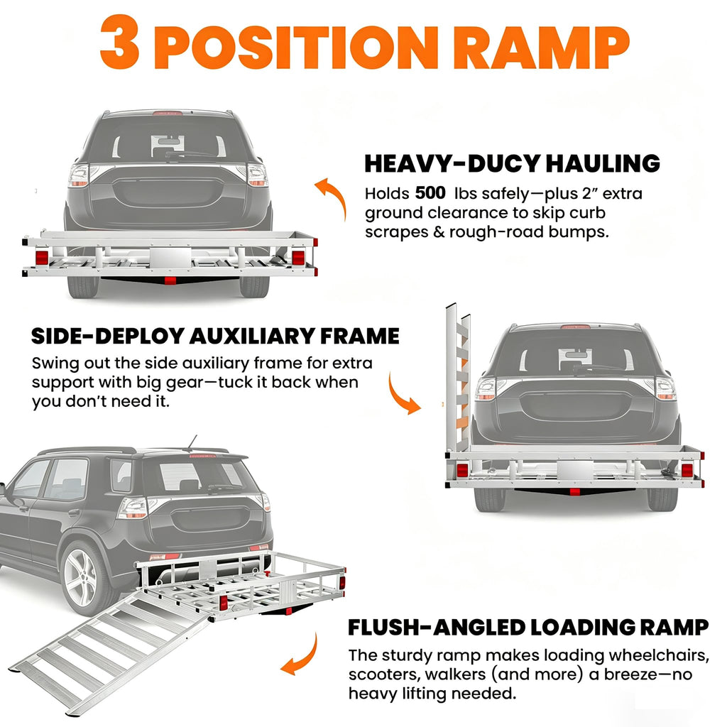 Aluminum Hitch Cargo Carrier with Ramp J59863