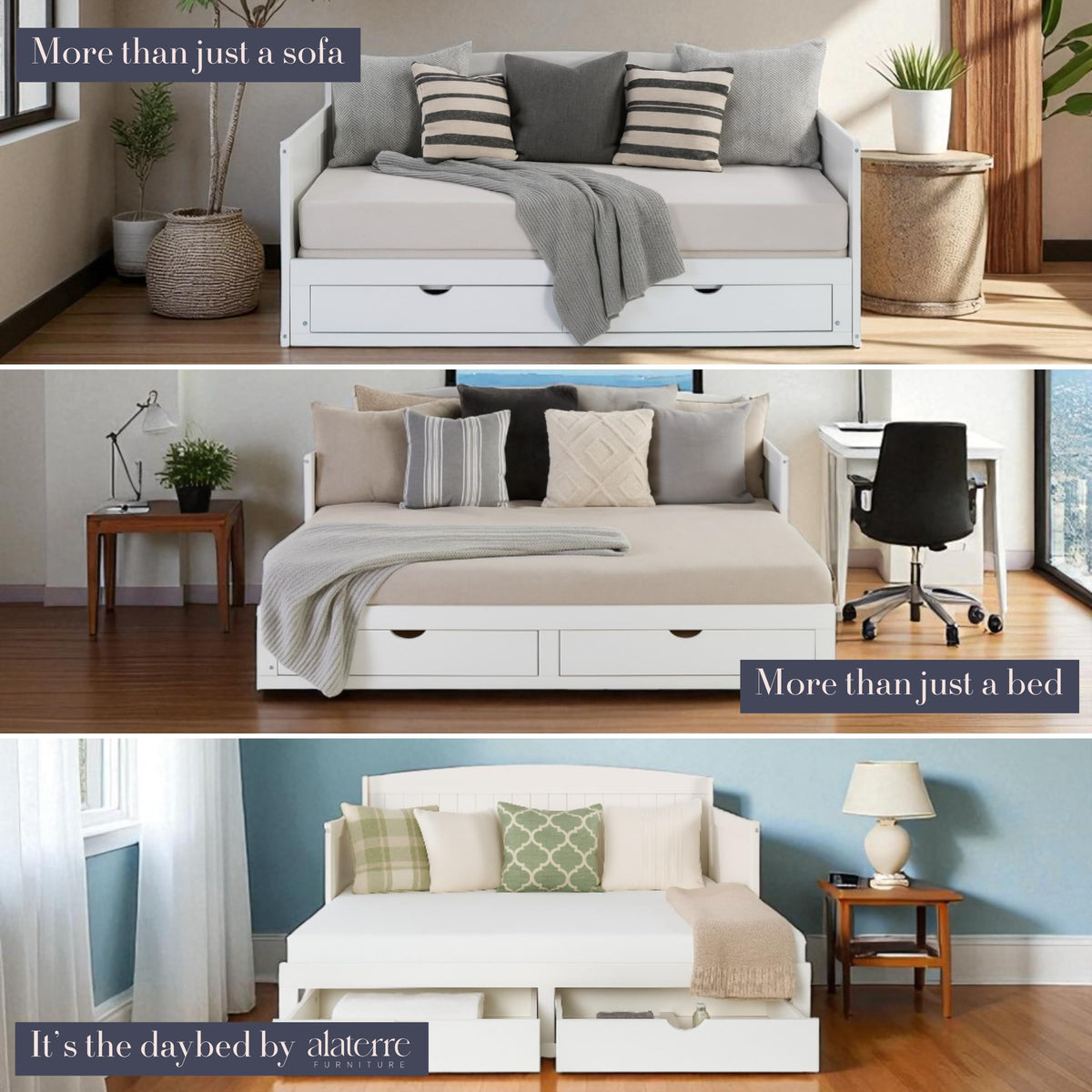 White Extendable Daybed with Trundle M4085