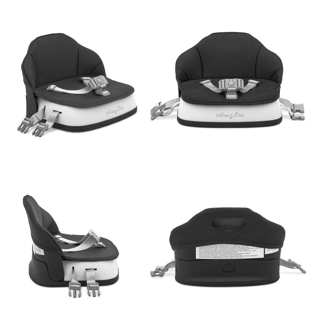 Portable Baby Booster Seat with 3-Point Harness & 2 Fixing Belts, Black H857