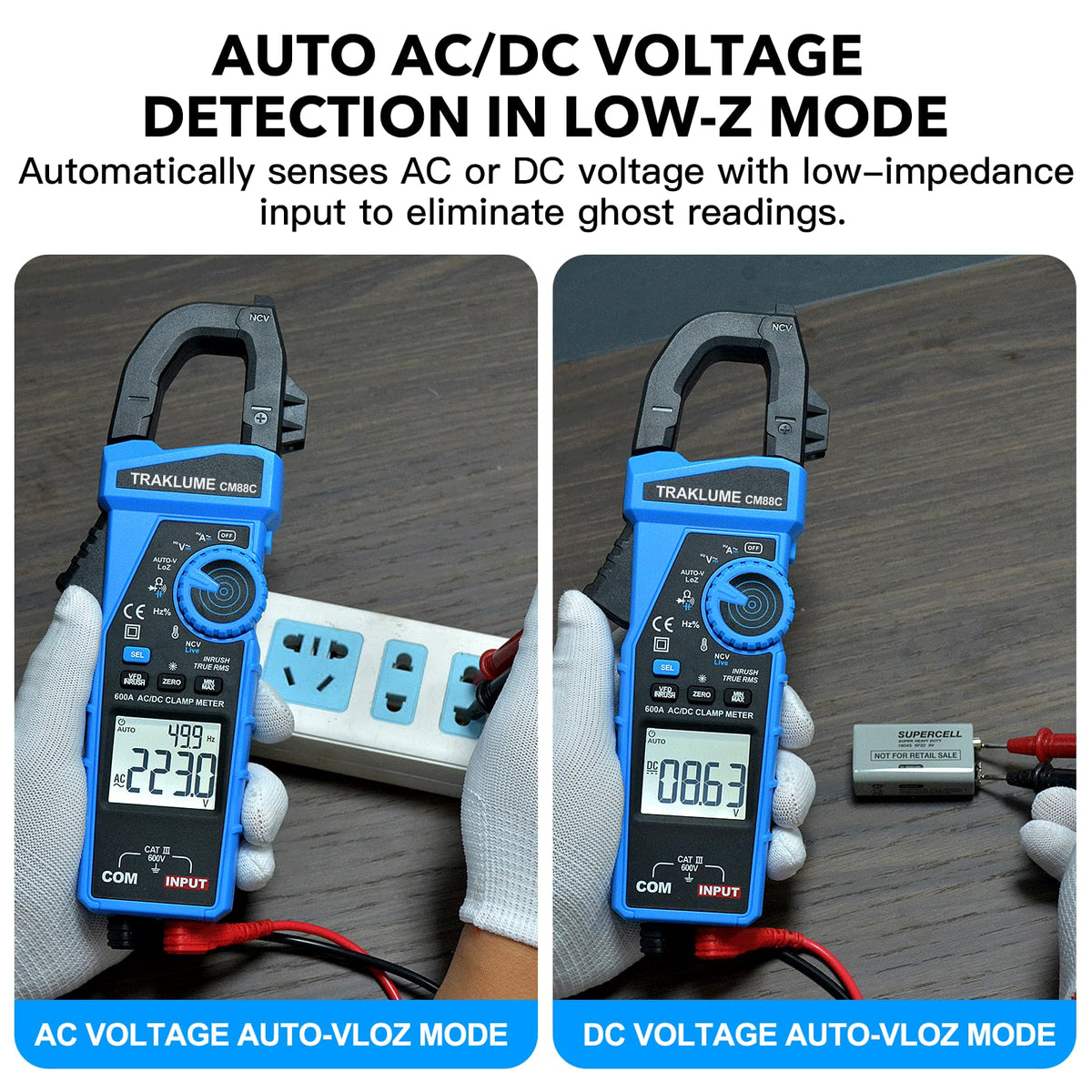 600A AC/DC TRMS Clamp Meter Multimeter J587