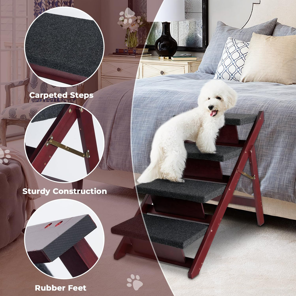 Foldable 4 Steps Wooden Dog Stairs T20379