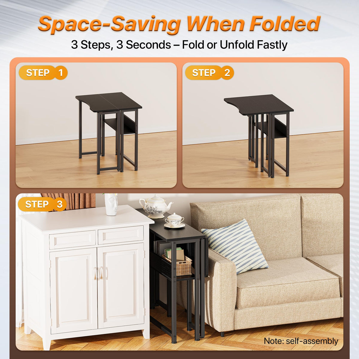 Folding Desk with Storage Shelf Z4913