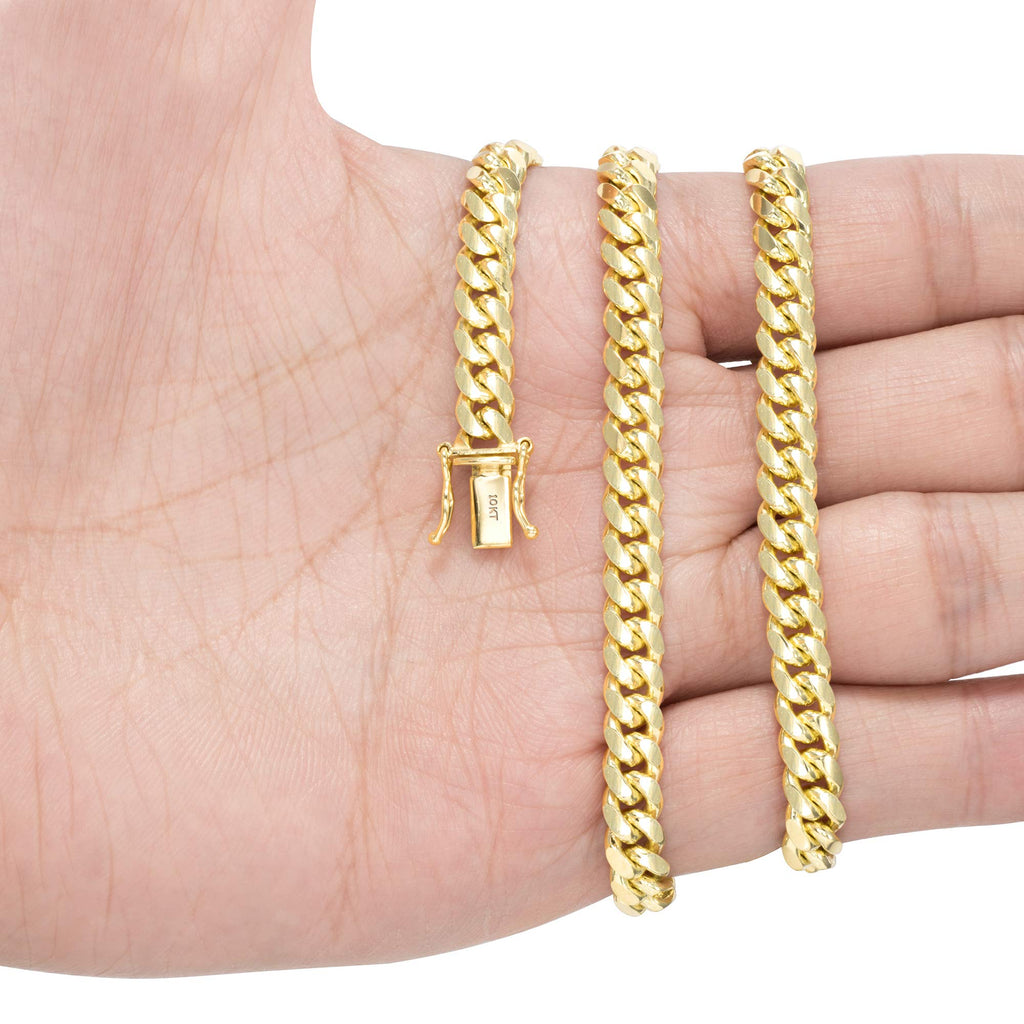 10k Yellow Gold Cuban Link Chain Necklace T883617