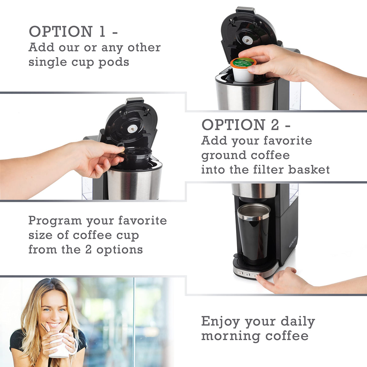 Single Serve Coffee Maker with 14oz Travel Mug A106644