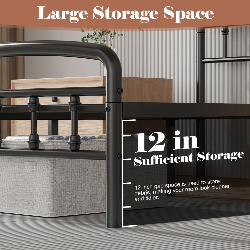 Full Size Metal Bed Frame with Headboard C5266
