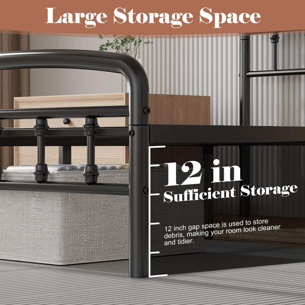Full Size Metal Bed Frame with Headboard C5266