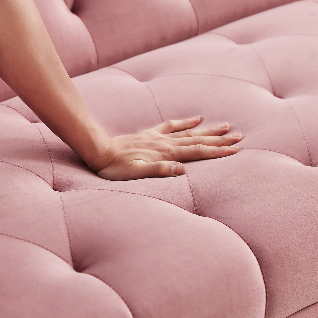 Pink Velvet Convertible Sleeper Sofa Bed I662327