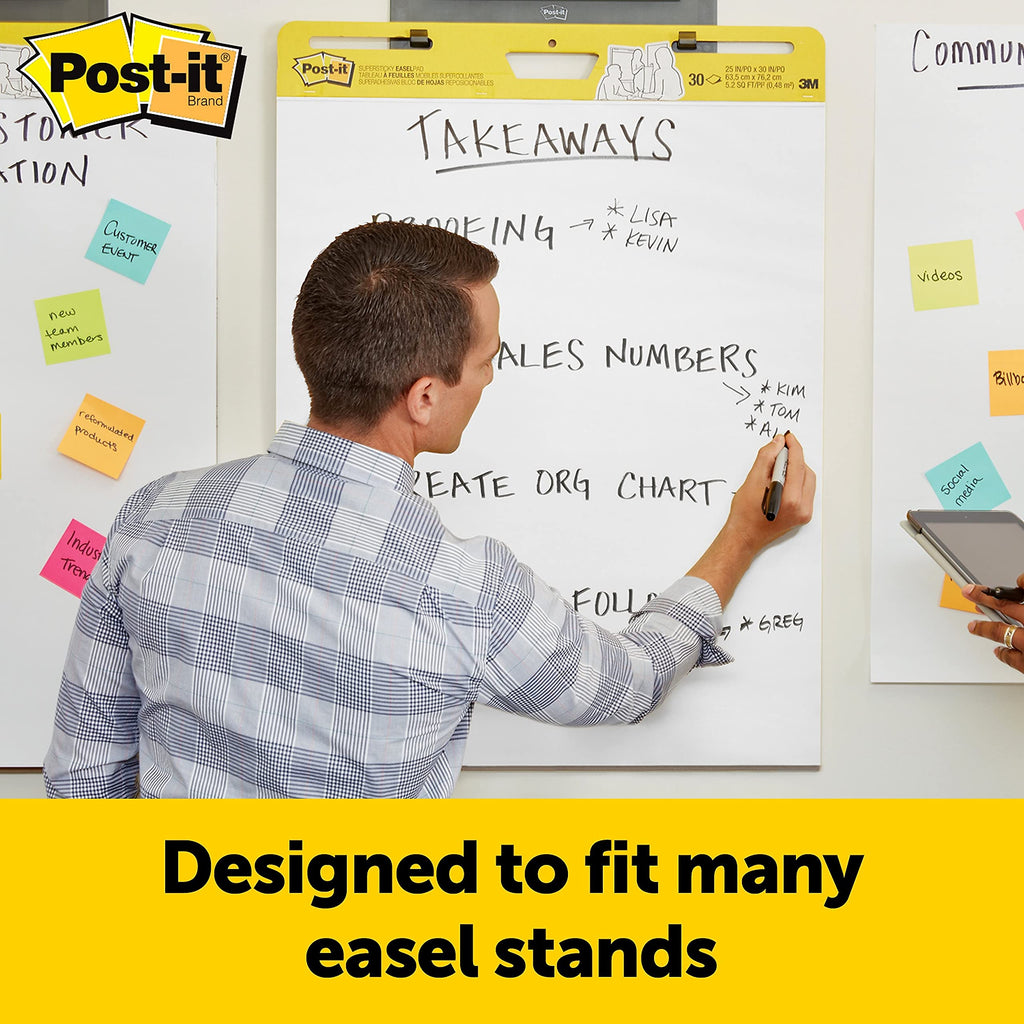 Super Sticky Wall Easel Pad, 25" x 30", 20 Sheets/Pad, 3 Pads/Pack F870961