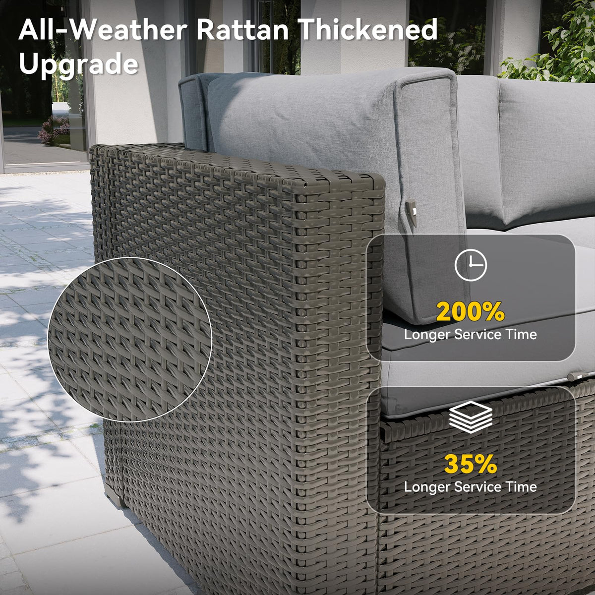 7 Piece Wicker Rattan Outdoor Sectional Sofa Set J11952