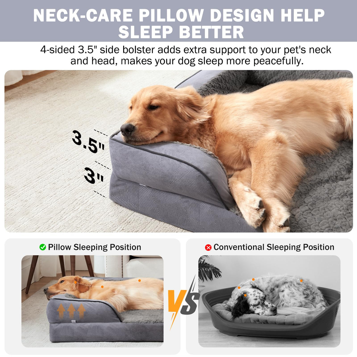 XL Washable Orthopedic Dog Sofa with Egg-Crate Foam V612